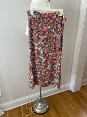 H&M Floral Midi Skirt in Red, Purple, Yellow, Pink, Green